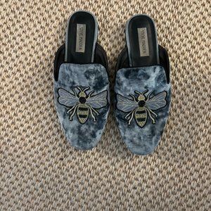 Steve Madden Hugh Blue Velvet Bee Mules Size 8